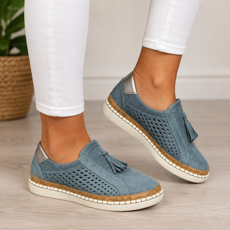 Women's Slip-On Loafers - Tassel Detail