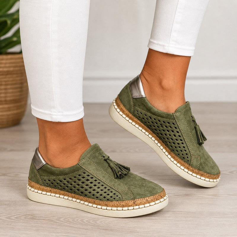 Women's Slip-On Loafers - Tassel Detail