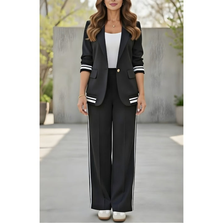 Women's Structured Blazer and Wide-Leg Trousers Set