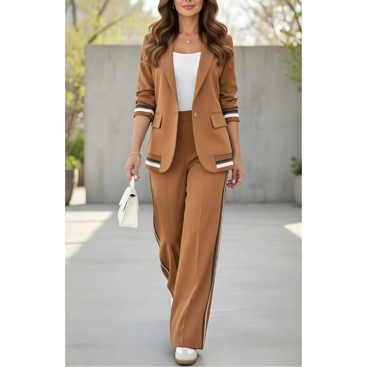 Women's Structured Blazer and Wide-Leg Trousers Set