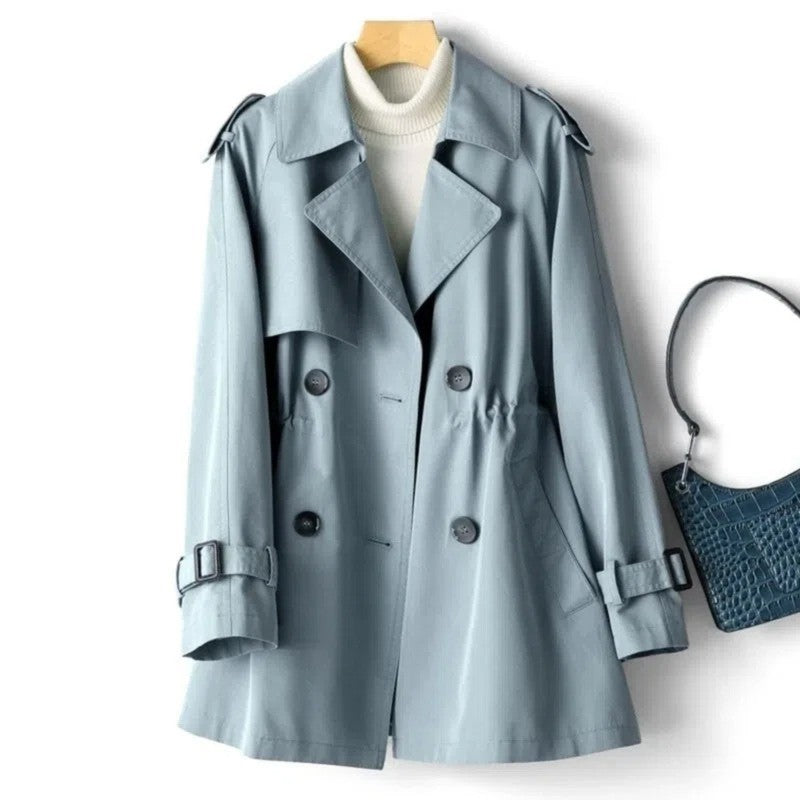 Women's Trench Coat - Double-Breasted Midi Length
