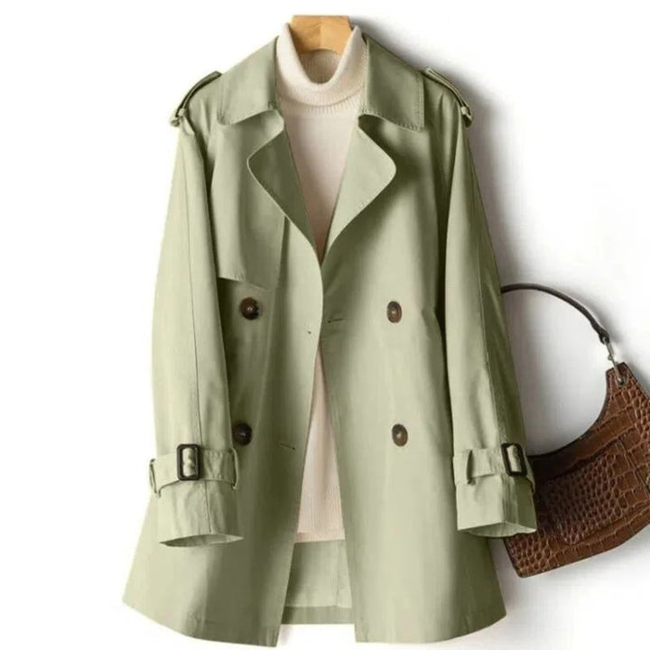 Women's Trench Coat - Double-Breasted Midi Length