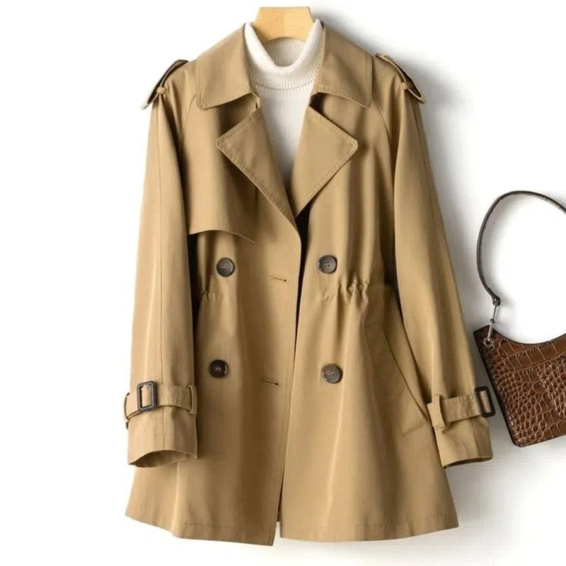 Women's Trench Coat - Double-Breasted Midi Length
