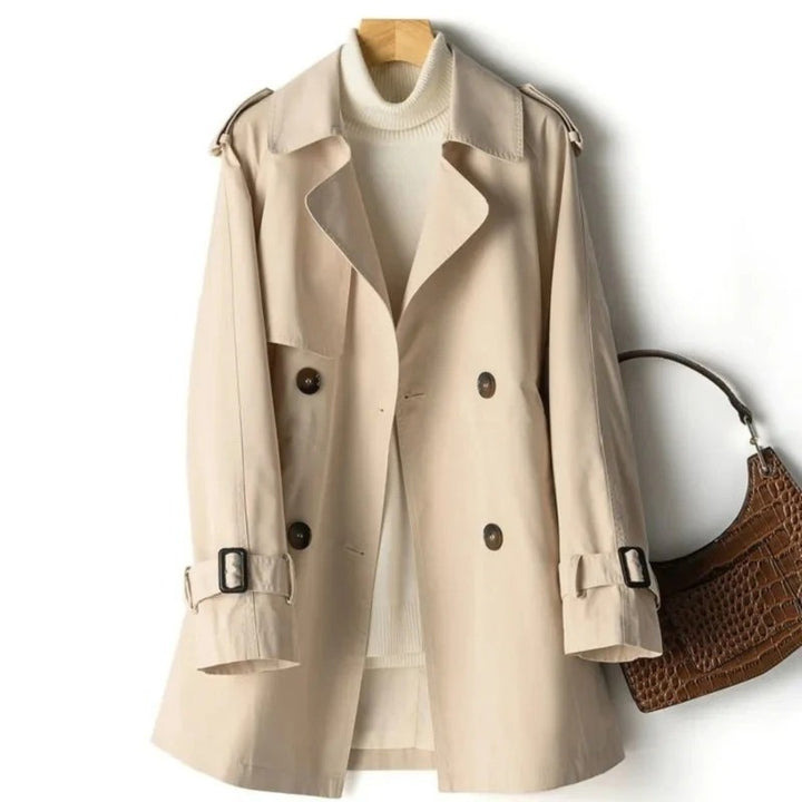 Women's Trench Coat - Double-Breasted Midi Length