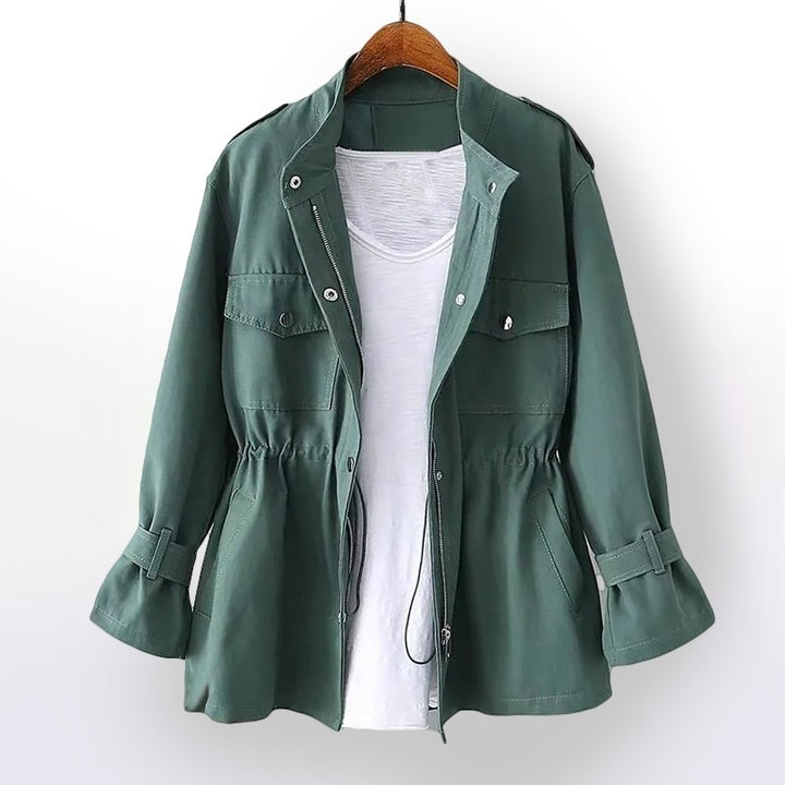 Women's Trench Coat - Relaxed Fit with Drawstring Waist