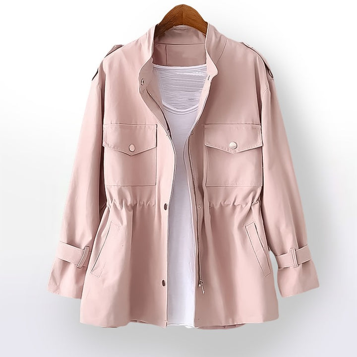 Women's Trench Coat - Relaxed Fit with Drawstring Waist