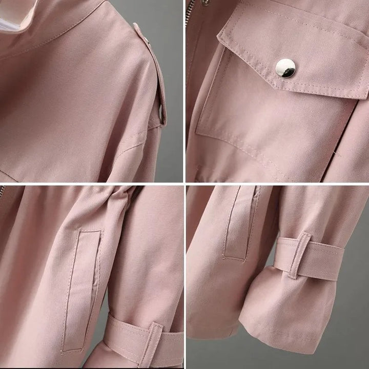 Women's Trench Coat - Relaxed Fit with Drawstring Waist
