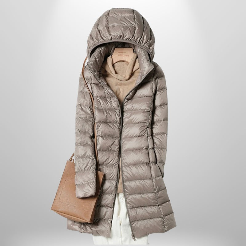 Women's Ultralight Quilted Jacket - Mid-Length with Hood