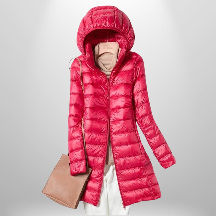 Women's Ultralight Quilted Jacket - Mid-Length with Hood