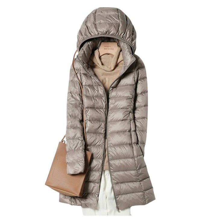 Women's Ultralight Quilted Jacket - Mid-Length with Hood
