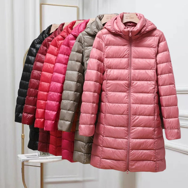 Women's Ultralight Quilted Jacket - Mid-Length with Hood