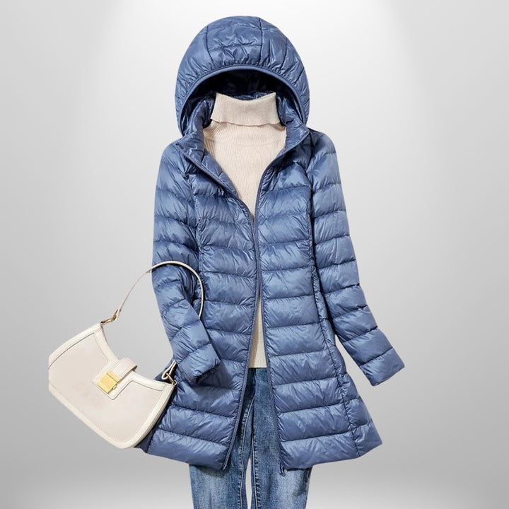 Women's Ultralight Quilted Jacket - Mid-Length with Hood