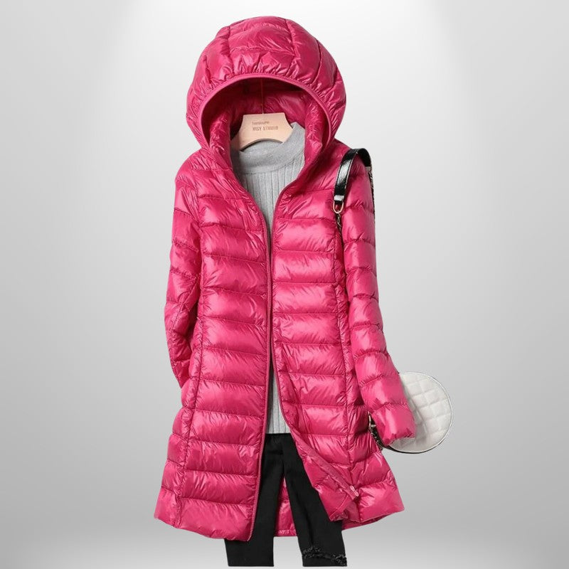 Women's Ultralight Quilted Jacket - Mid-Length with Hood