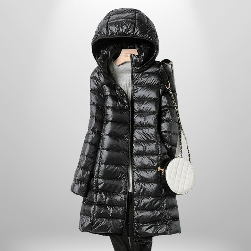 Women's Ultralight Quilted Jacket - Mid-Length with Hood