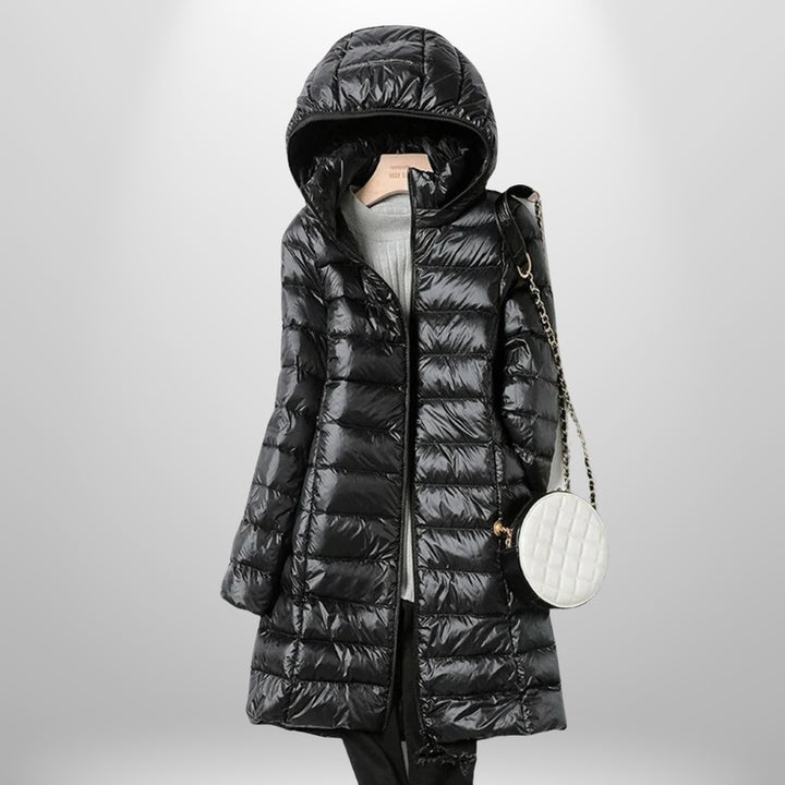 Women's Ultralight Quilted Jacket - Mid-Length with Hood