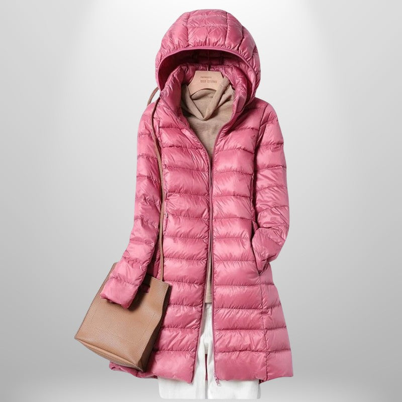 Women's Ultralight Quilted Jacket - Mid-Length with Hood