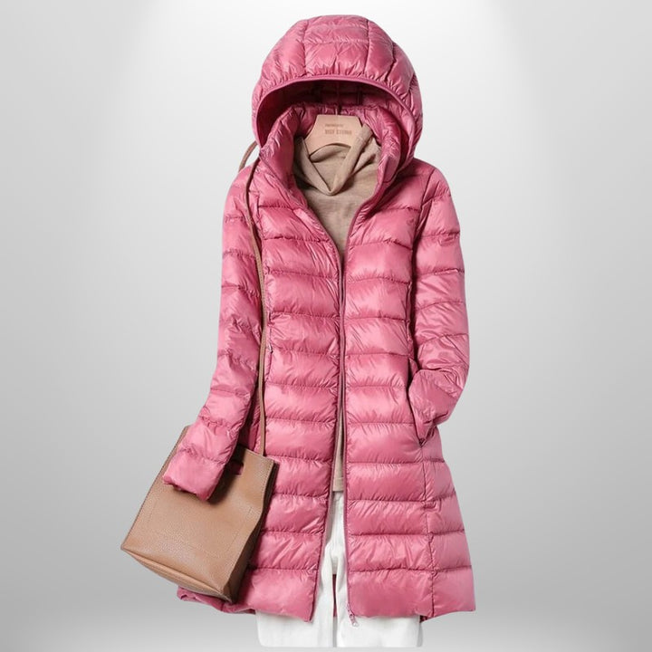 Women's Ultralight Quilted Jacket - Mid-Length with Hood