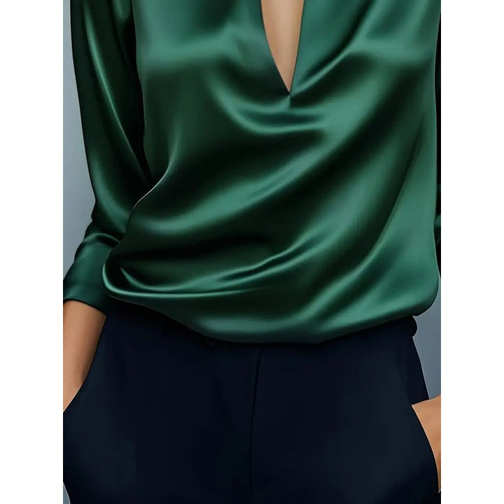 Women's V-Neck Blouse - Shirt Collar
