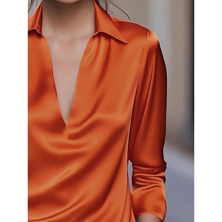 Women's V-Neck Blouse - Shirt Collar