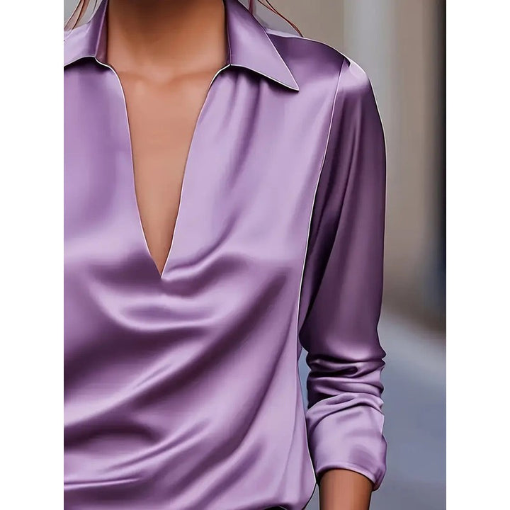 Women's V-Neck Blouse - Shirt Collar