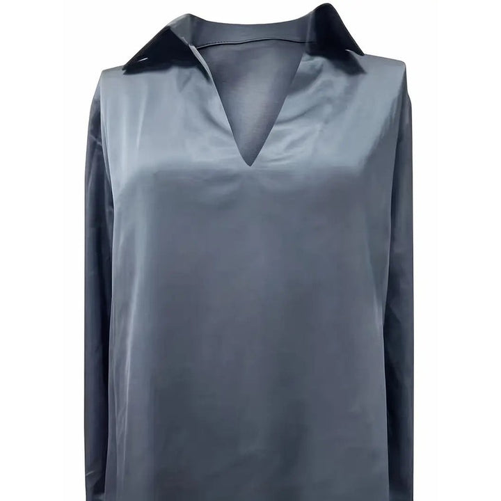 Women's V-Neck Blouse - Shirt Collar