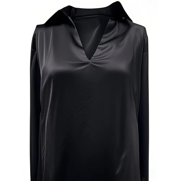 Women's V-Neck Blouse - Shirt Collar