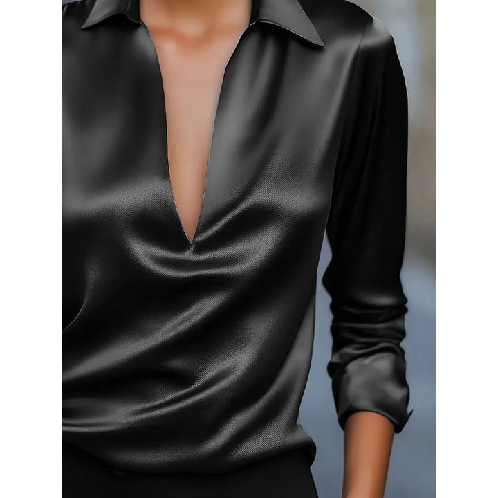 Women's V-Neck Blouse - Shirt Collar