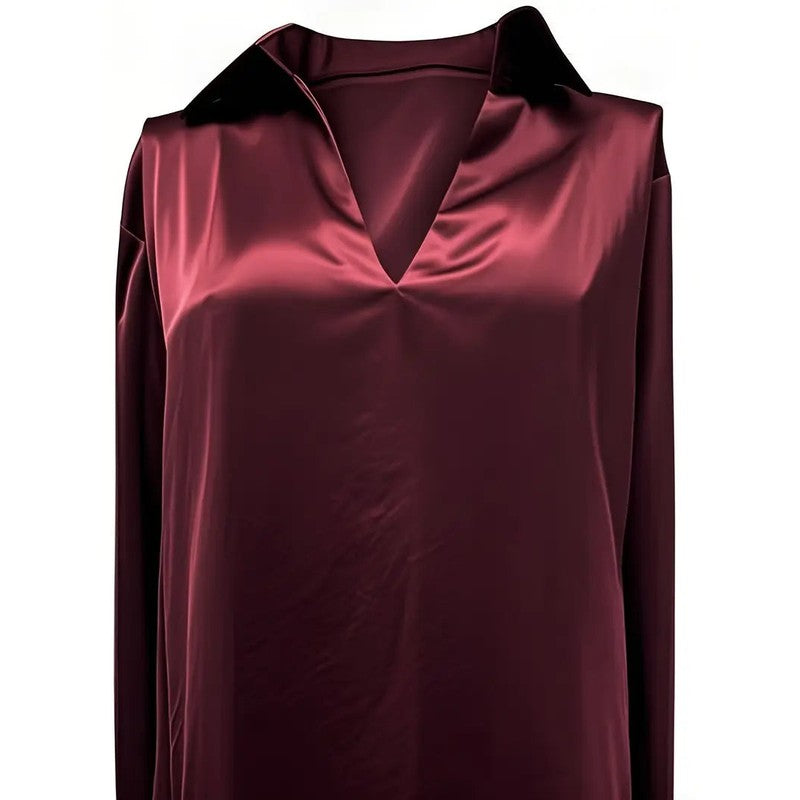 Women's V-Neck Blouse - Shirt Collar