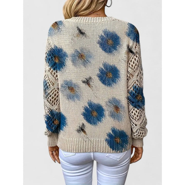 Women's V-Neck Floral Print Sweater