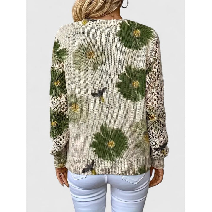 Women's V-Neck Floral Print Sweater