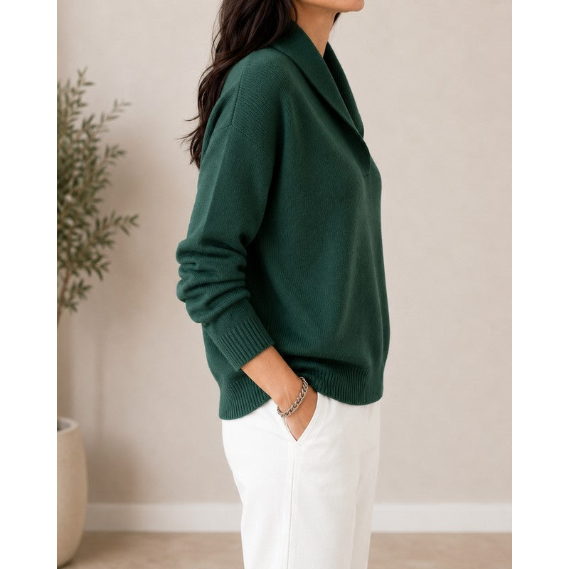 Women's V-Neck Sweater - Relaxed Fit