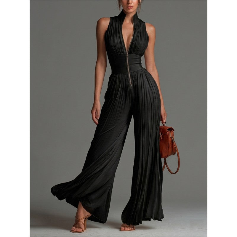 Women's Wide-Leg Jumpsuit - Black