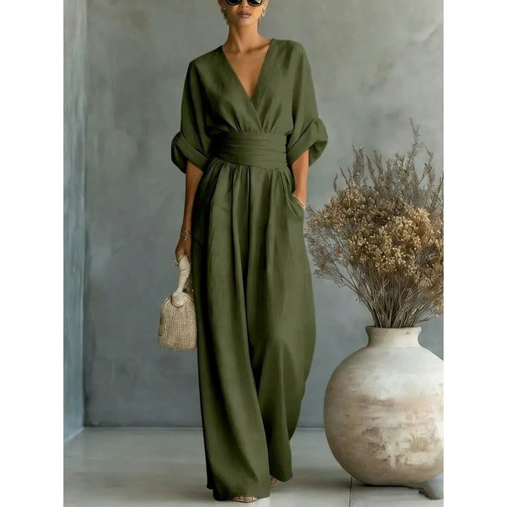 Women's Wide Leg Jumpsuit - Wrap Waistband