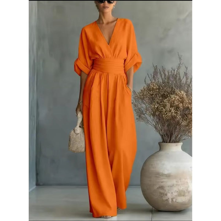 Women's Wide Leg Jumpsuit - Wrap Waistband