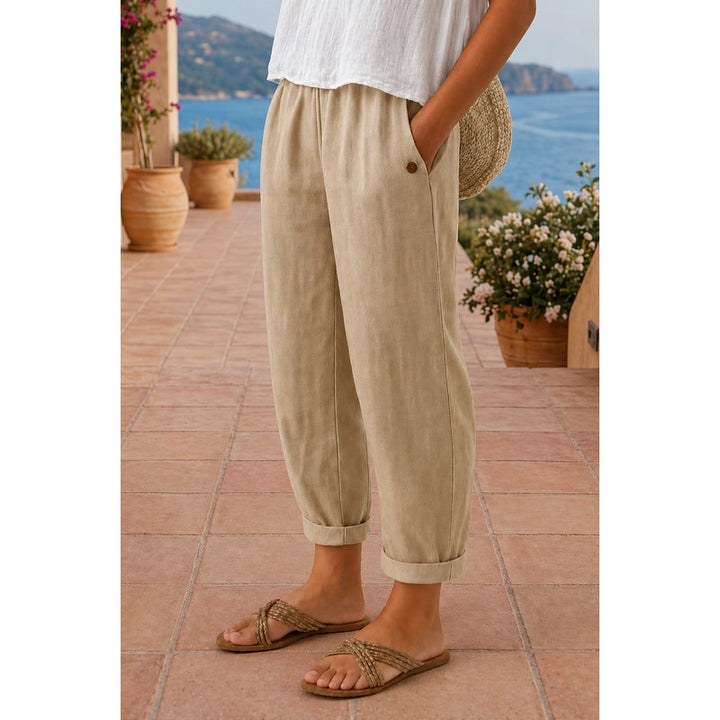 Women's Wide Leg Pants - Elastic Waistband