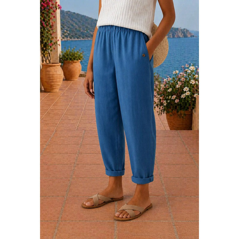 Women's Wide Leg Pants - Elastic Waistband