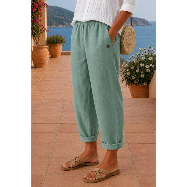 Women's Wide Leg Pants - Elastic Waistband