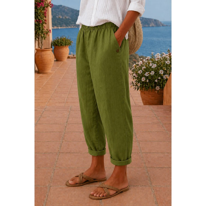 Women's Wide Leg Pants - Elastic Waistband