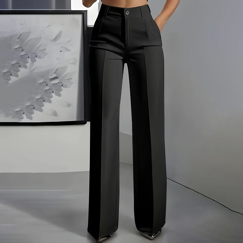 Women's Wide Leg Trousers - High Waist Straight Fit