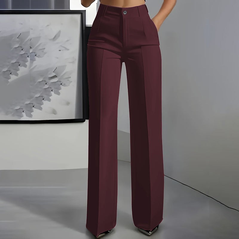 Women's Wide Leg Trousers - High Waist Straight Fit