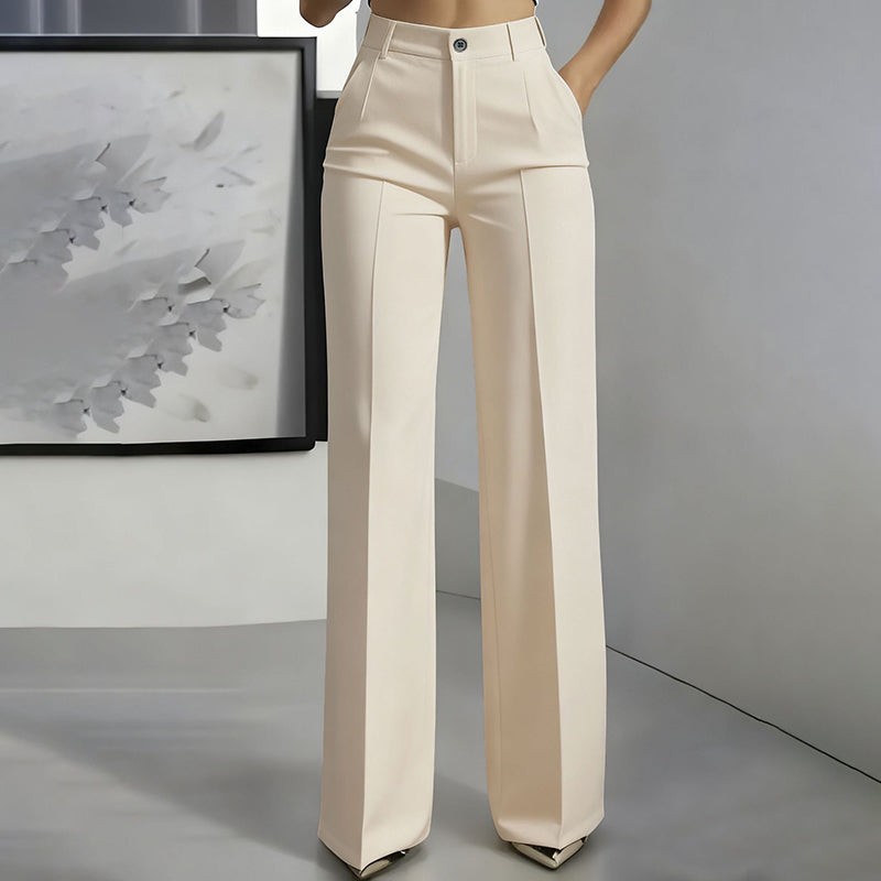 Women's Wide Leg Trousers - High Waist Straight Fit