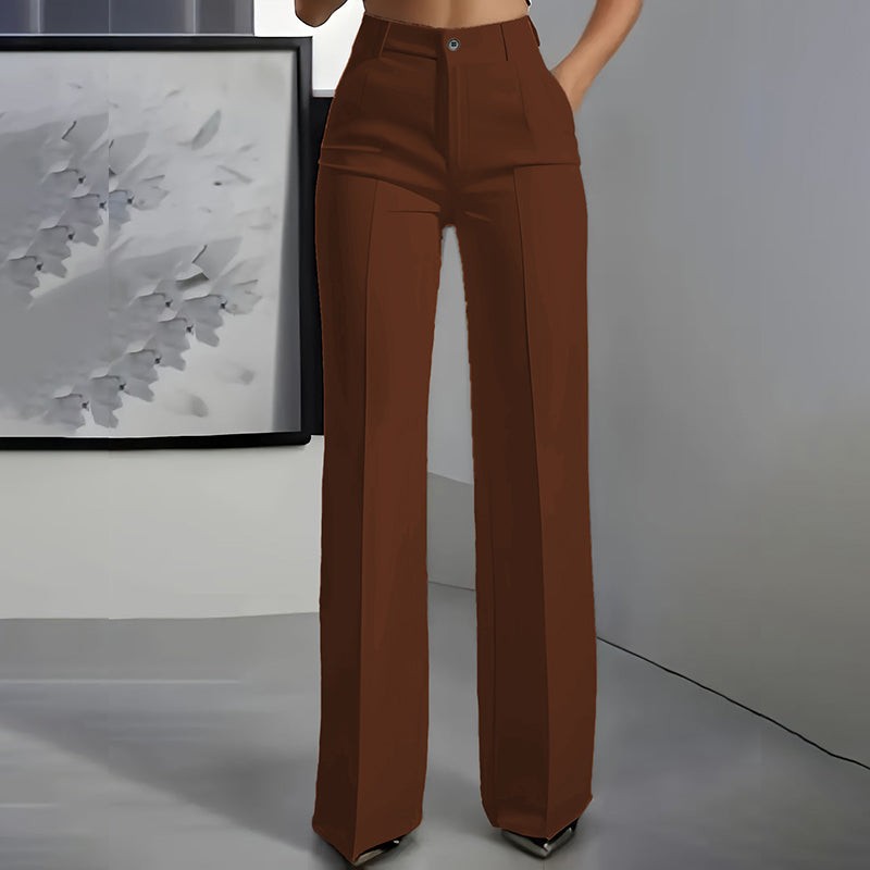 Women's Wide Leg Trousers - High Waist Straight Fit