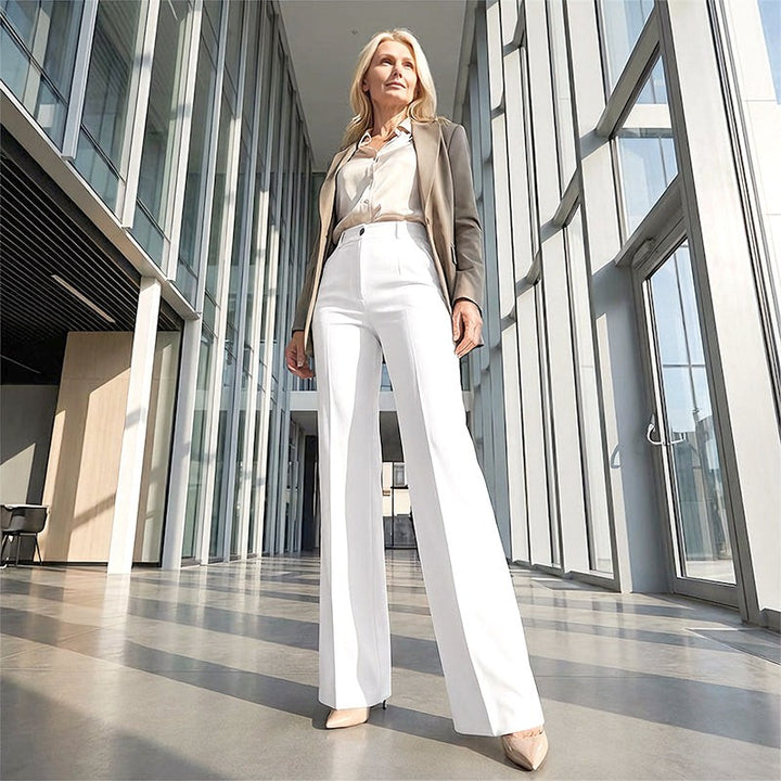 Women's Wide Leg Trousers - High Waist Straight Fit