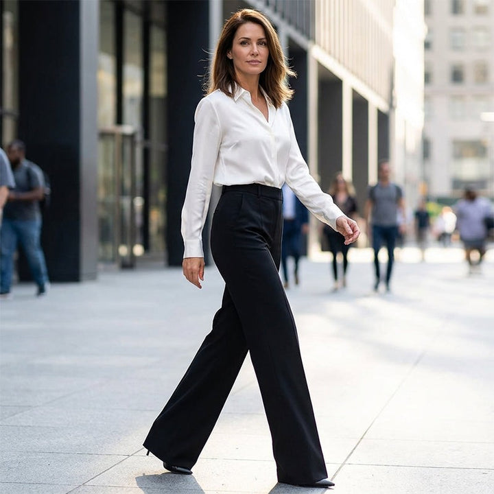 Women's Wide Leg Trousers - High Waist Straight Fit