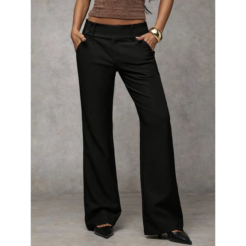 Women's Wide Leg Trousers - Straight Fit