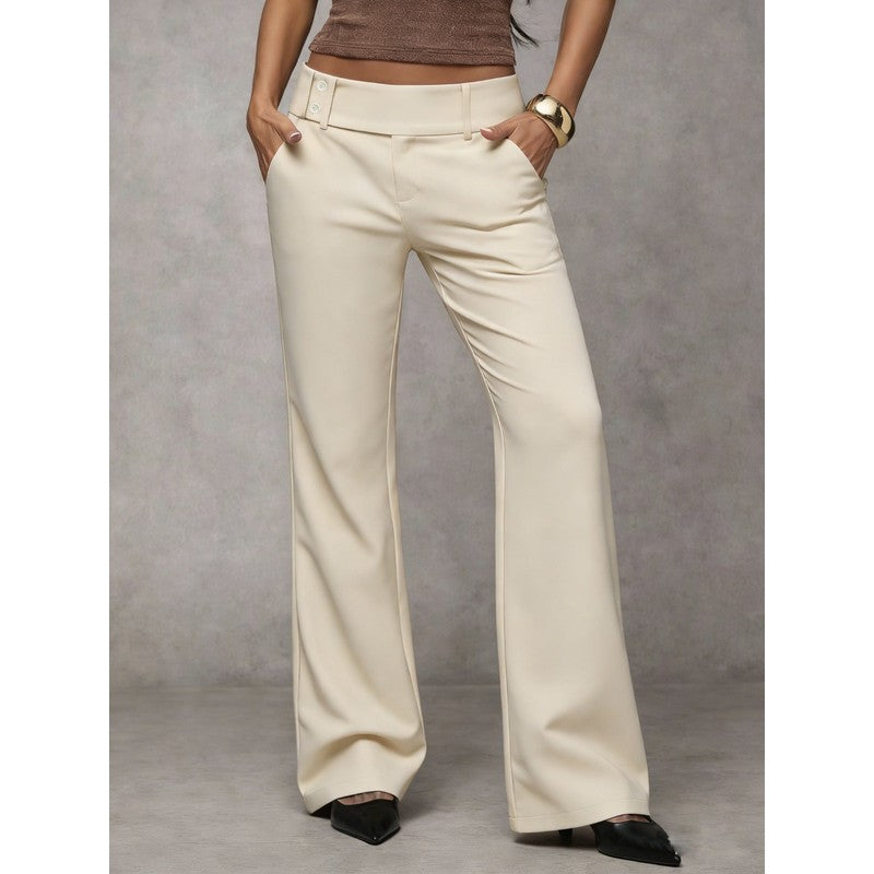 Women's Wide Leg Trousers - Straight Fit