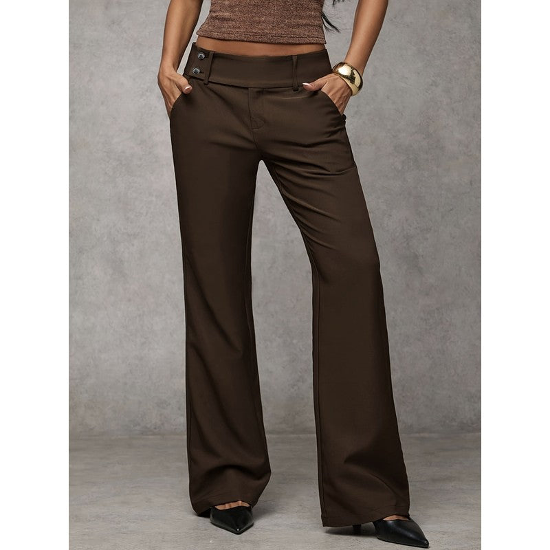 Women's Wide Leg Trousers - Straight Fit