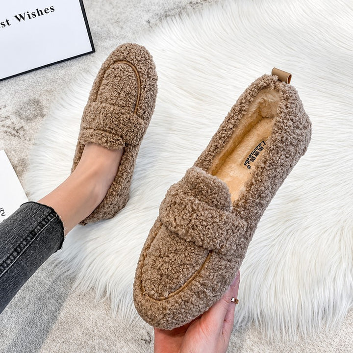 Women's Winter Moccasin Loafers - Slip-On Style