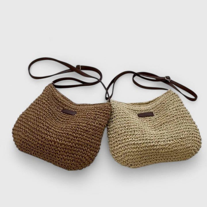 Women's Woven Shoulder Bag - Open-Weave Hobo Silhouette