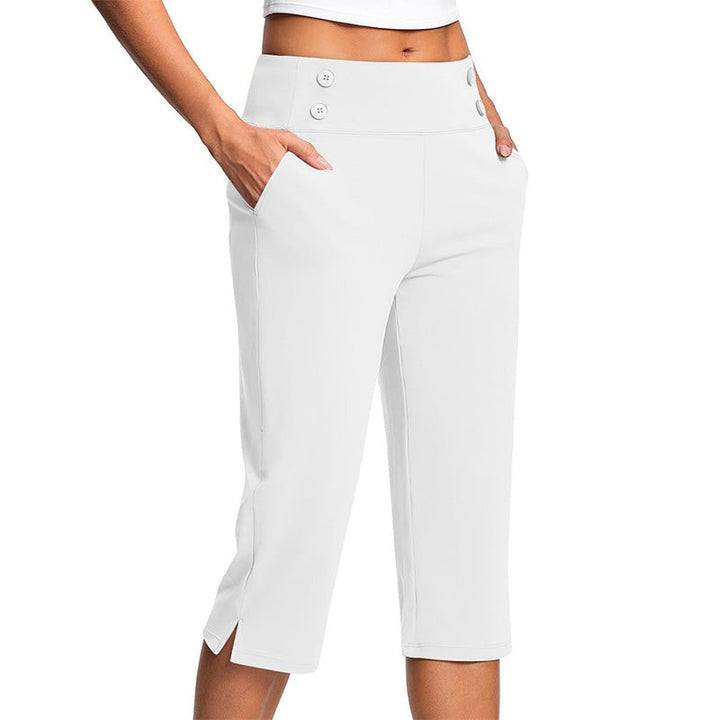 Women's Yoga Capri Pants - High-Rise Waistband